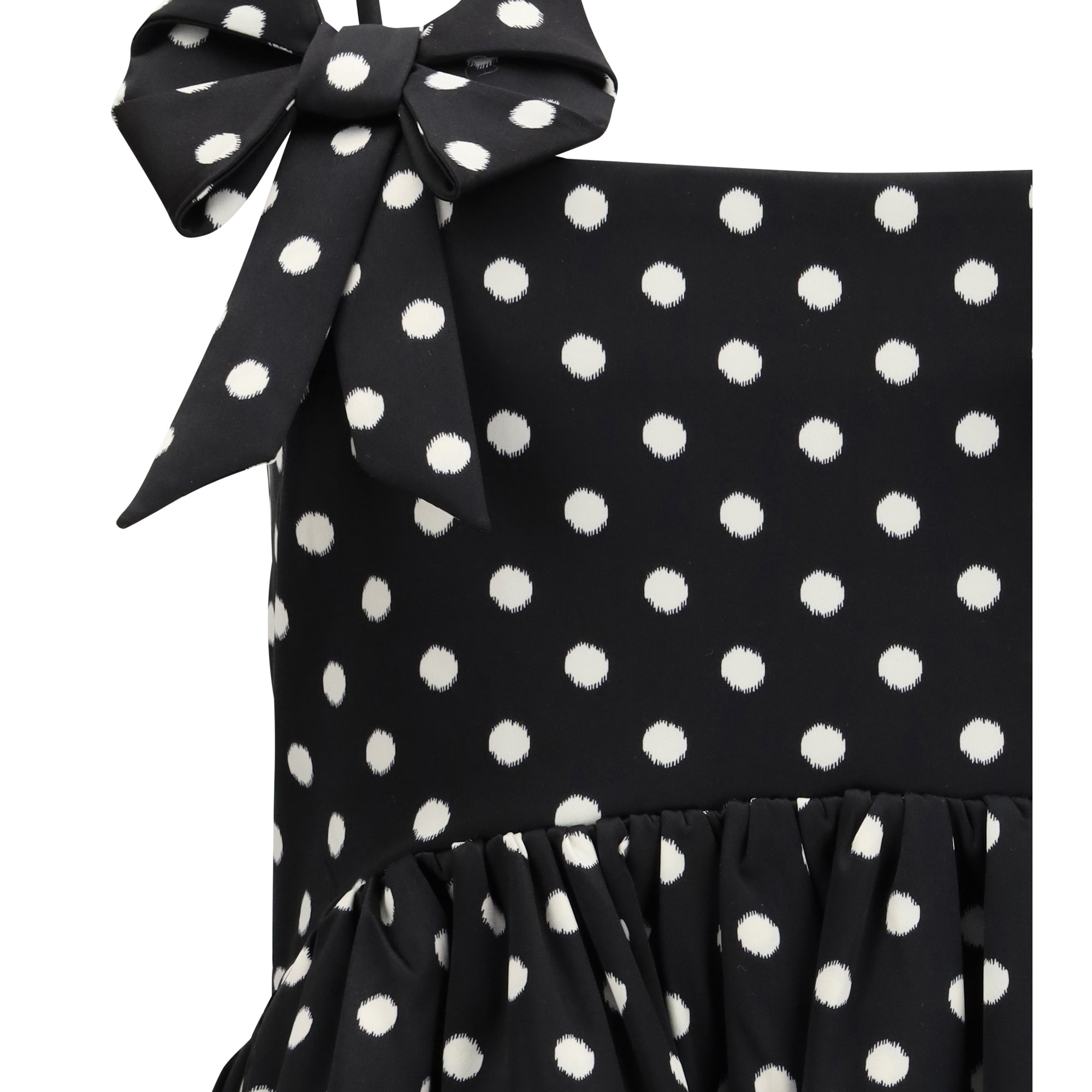 Polka-Dot Satin Mini Dress