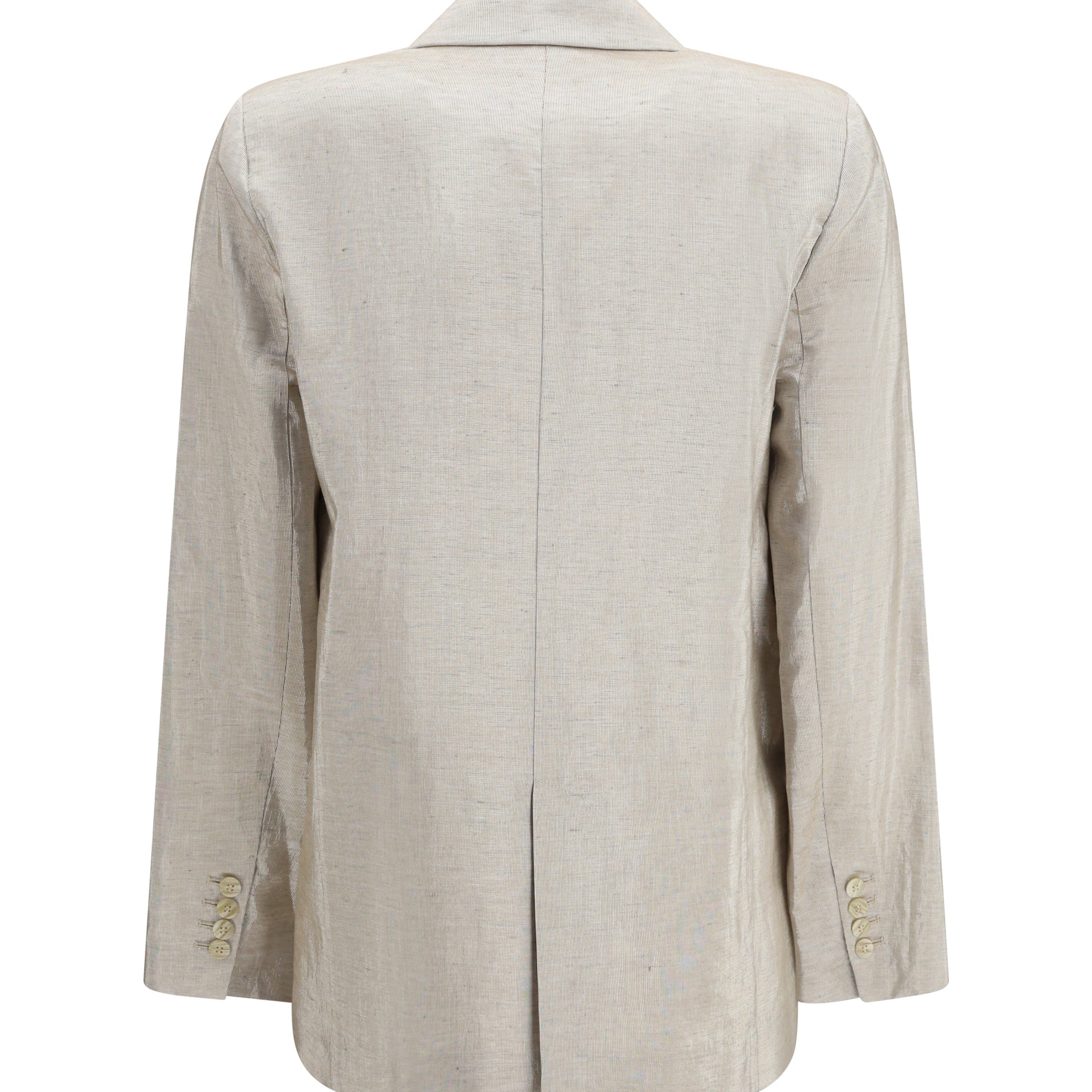 Double-Breasted Jacket in linen and lurex with jewel buttons