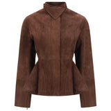 Peplum Jacket in suede goatskin