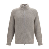 High-neck cashmere and silk Cardigan with zip