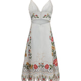 Embroidered midi Dress with asymmetrical hem
