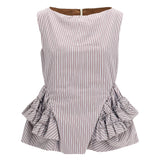 Striped ruffled peplum Top