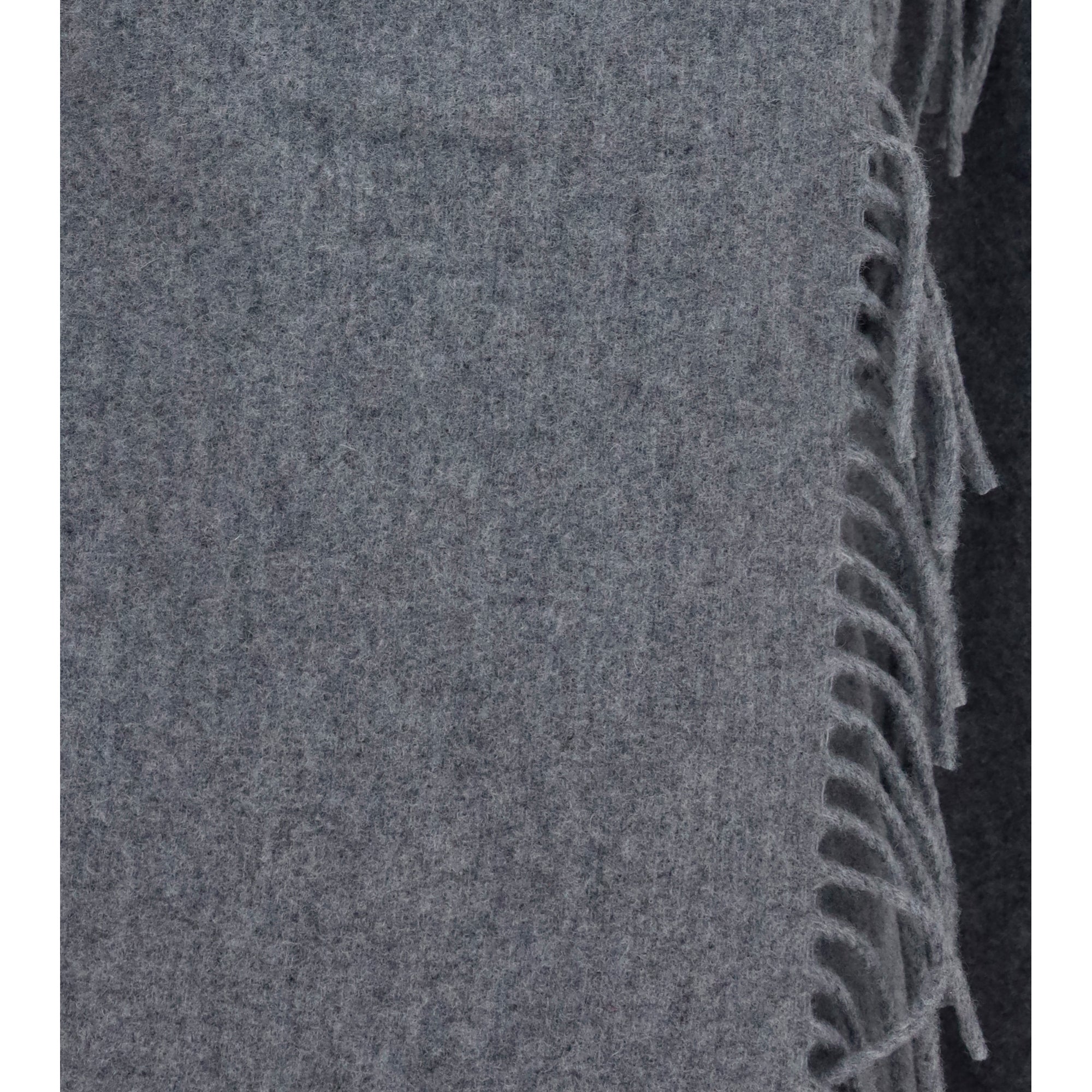 High-neck wool Cape with concealed closure and fringes