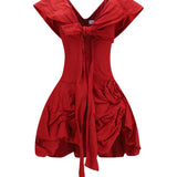 Draped shawl-collar midi Dress