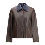 Leather Jacket with a shearling collar