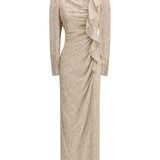 Jacquard draped Dress with flounces