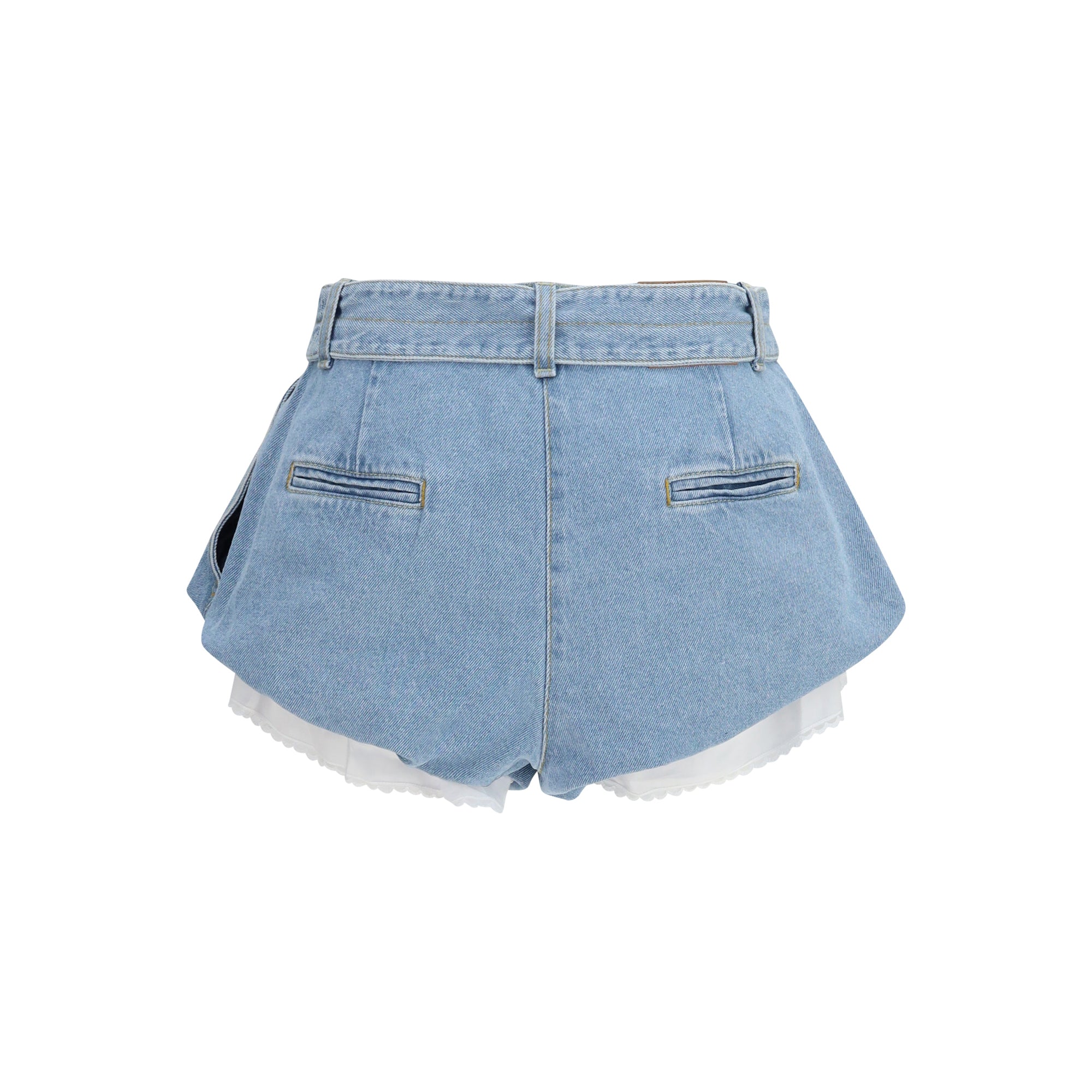 Flared denim Shorts with undershorts