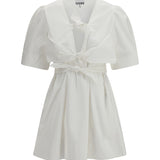 Mini Dress with a deep V-neckline and front tie bands