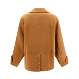 Double-breasted herringbone wool short Coat