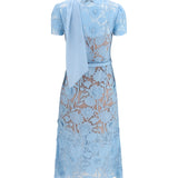 Midi lace Dress with bow collar
