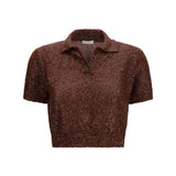 Linen, cashmere and silk Top with sequins