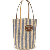 Striped raffia Bucket Bag