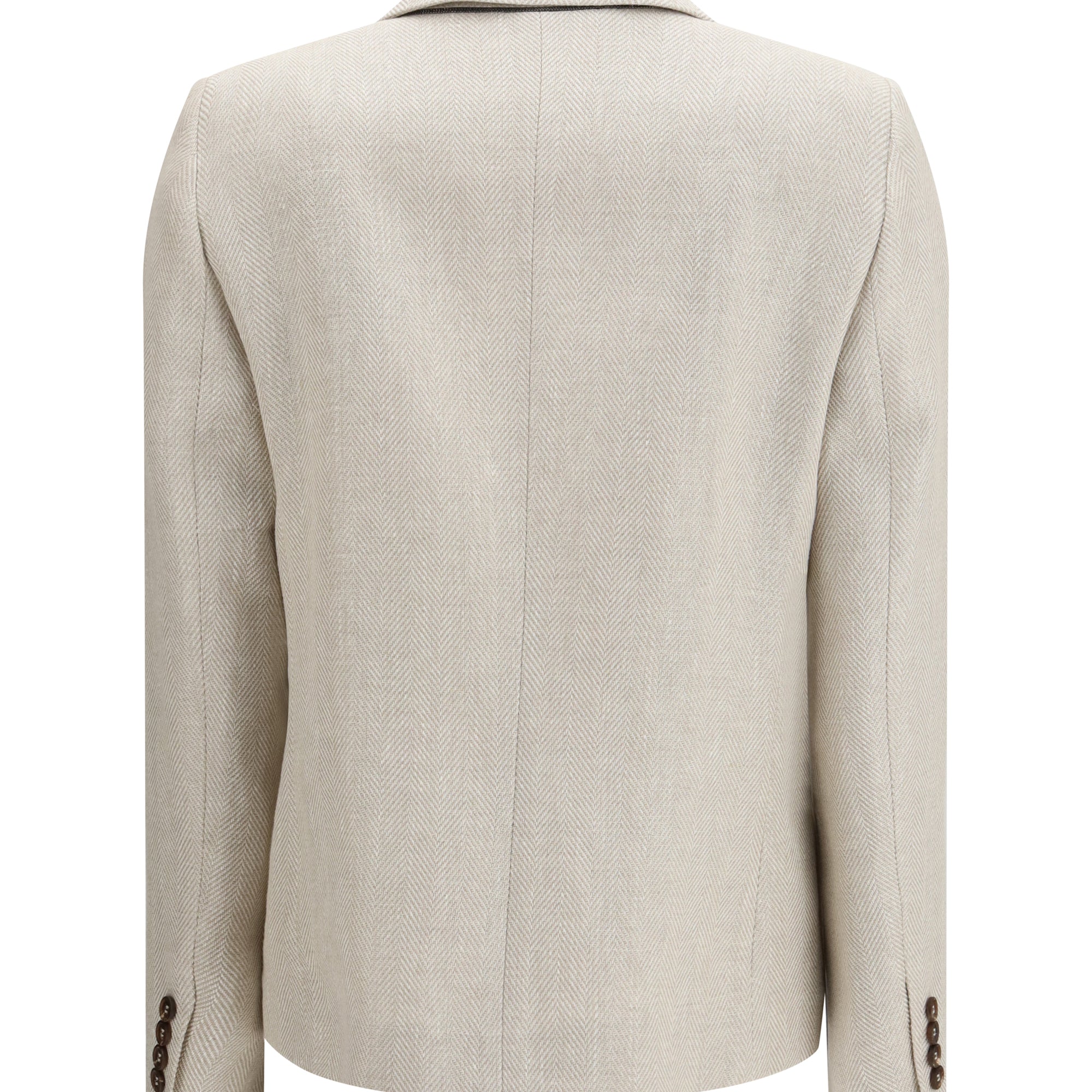 Button Herringbone Blazer