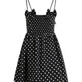 Polka-Dot Satin Mini Dress