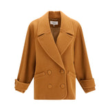 Double-breasted herringbone wool short Coat