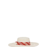 Wide-brim Hat with vichy print silk scarf