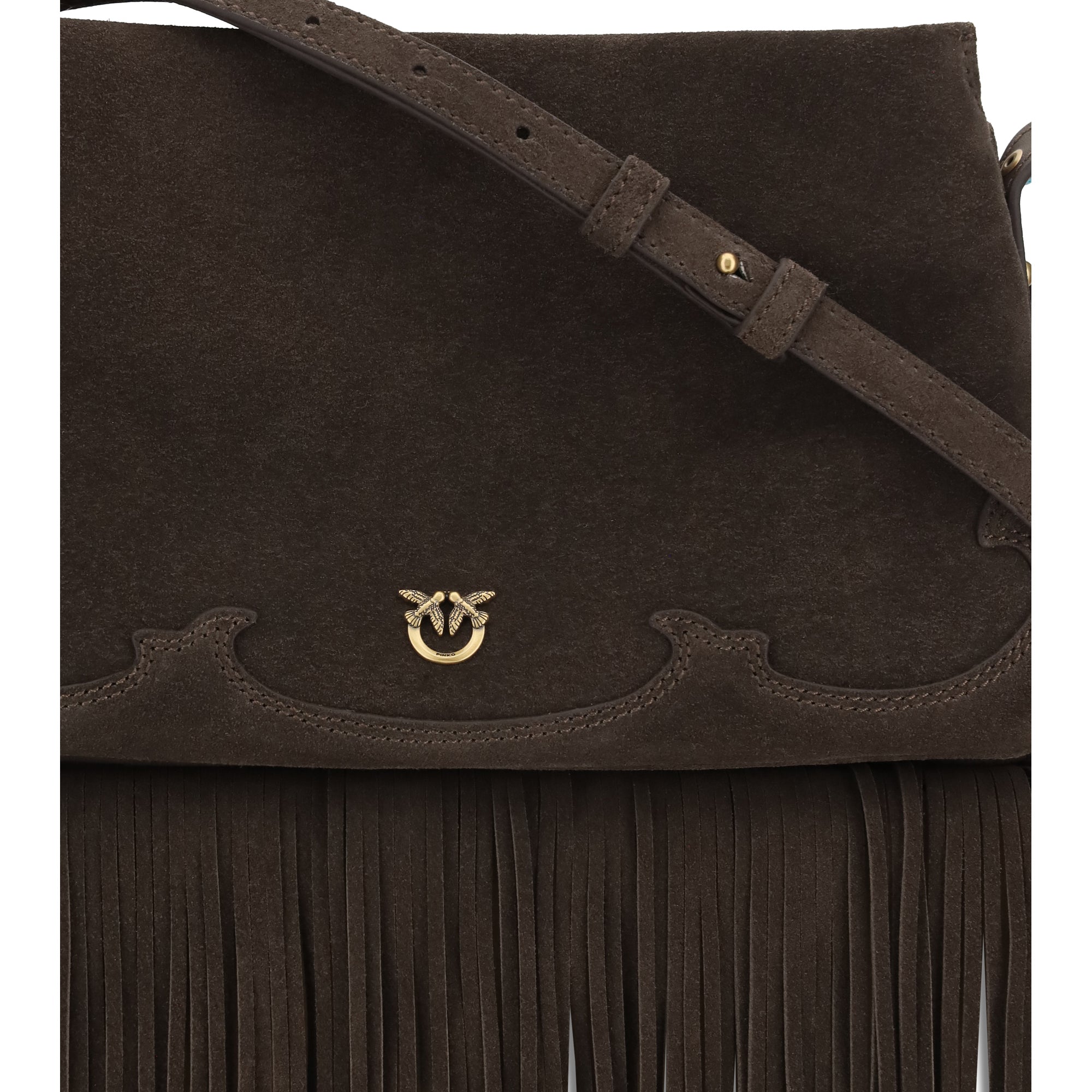 Suede Shoulder Bag with fringes