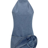 Halterneck denim mini Dress