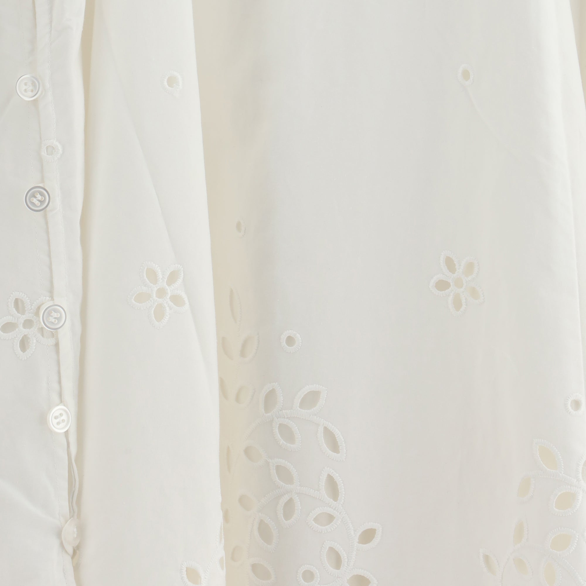 White Cotton Embroidered Midi Dress