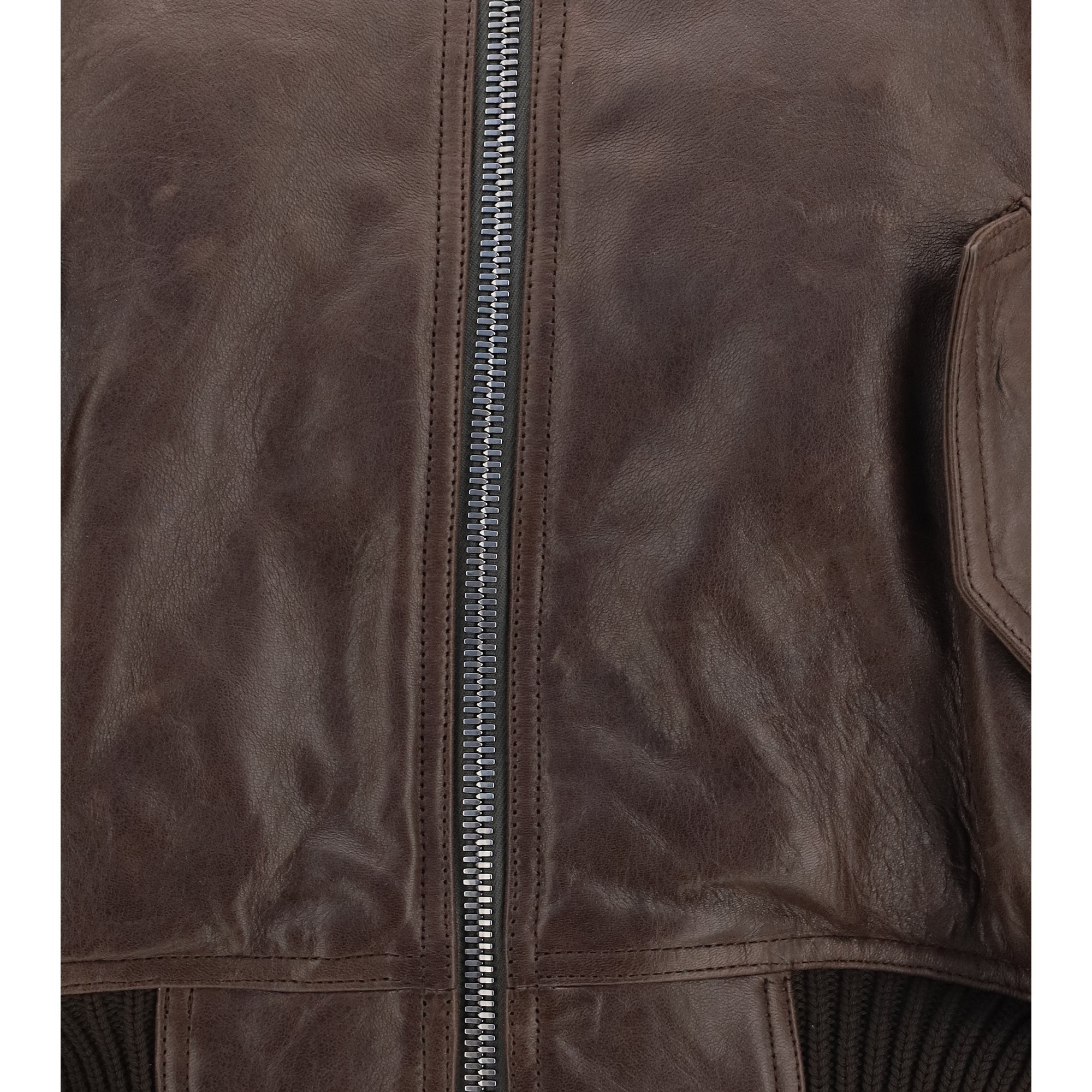 Cropped leather Bomber Jacket