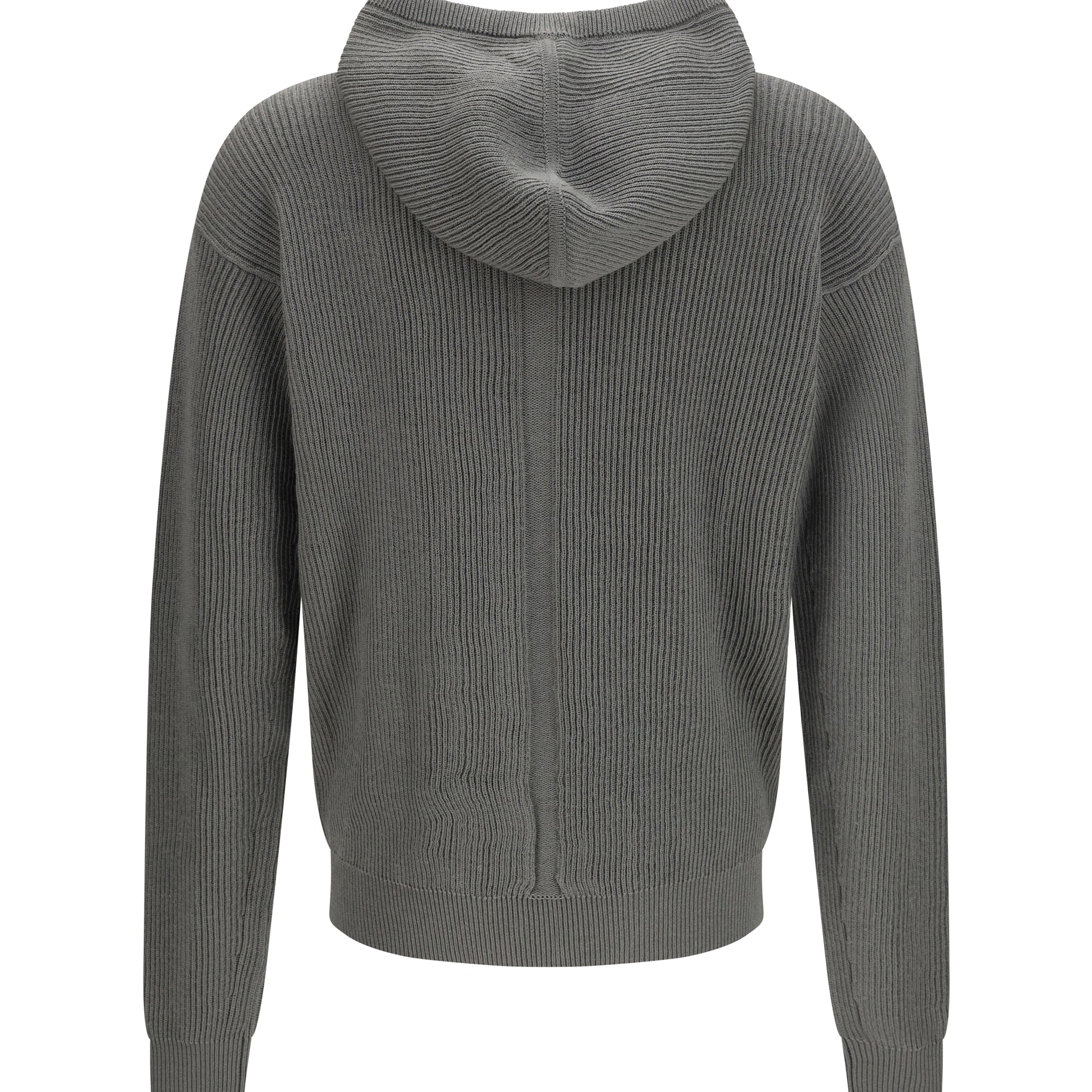 Ribbed virgin wool knit Hoodie