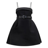 Short satin Dress with a full skirt