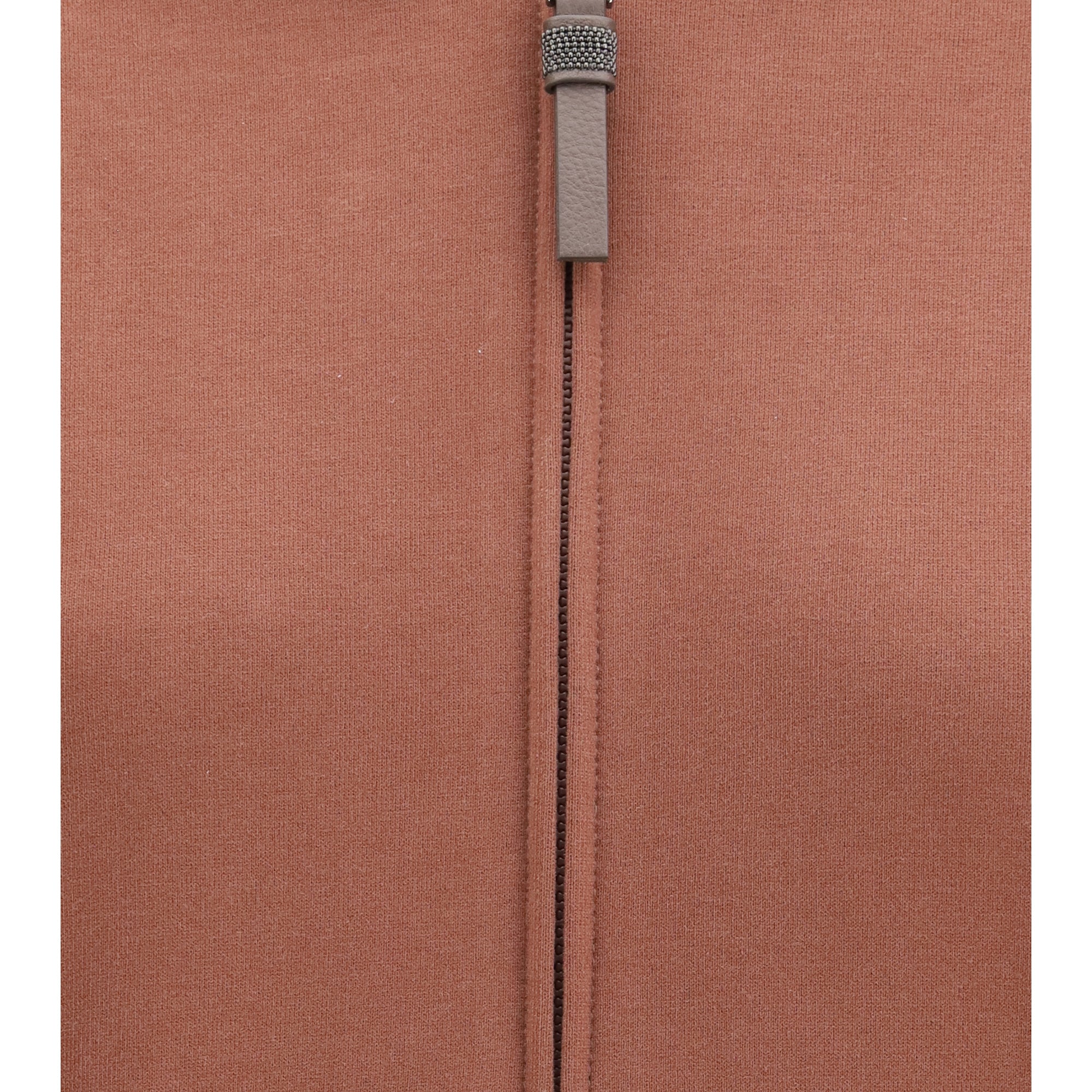 Hooded smooth cotton Sweatshirt with shiny zipper pull