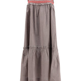 Checked cotton Skirt with gathered waist