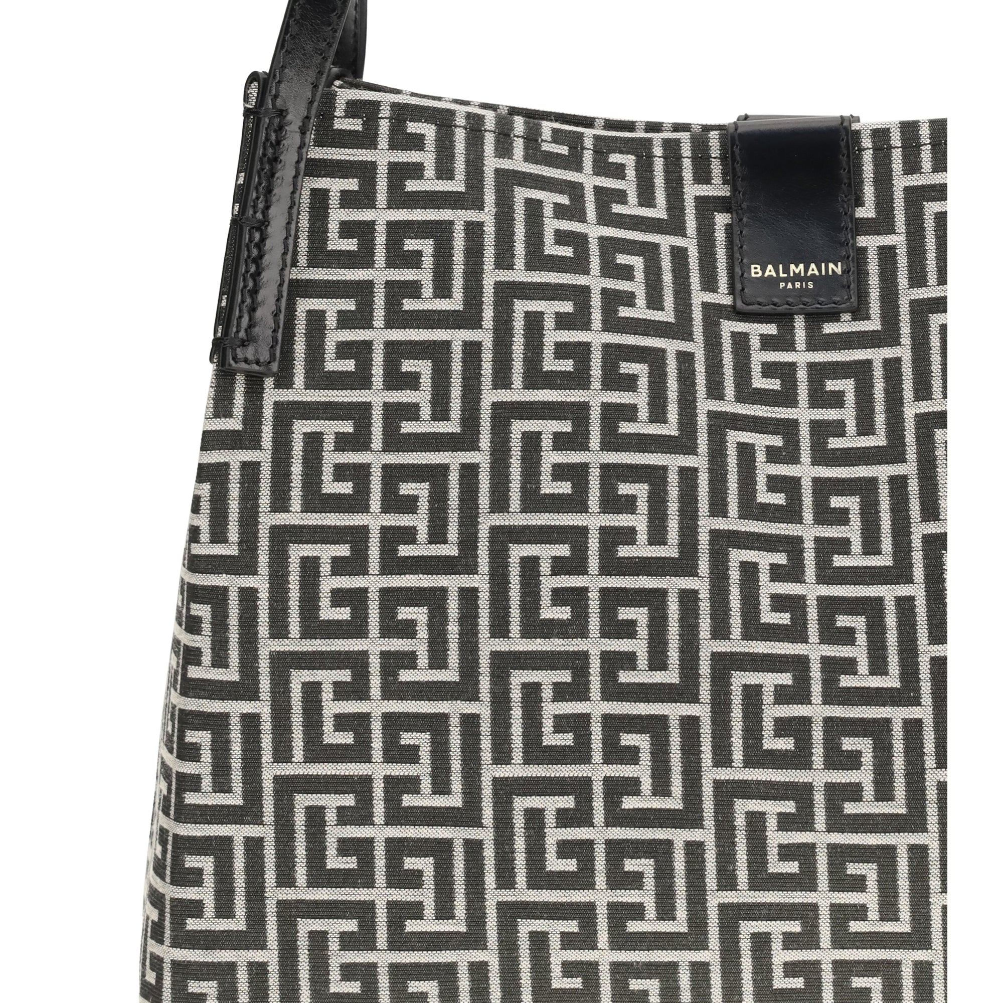 Jacquard and leather Tote Bag