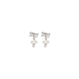 Double Bow Pearl Earrings
