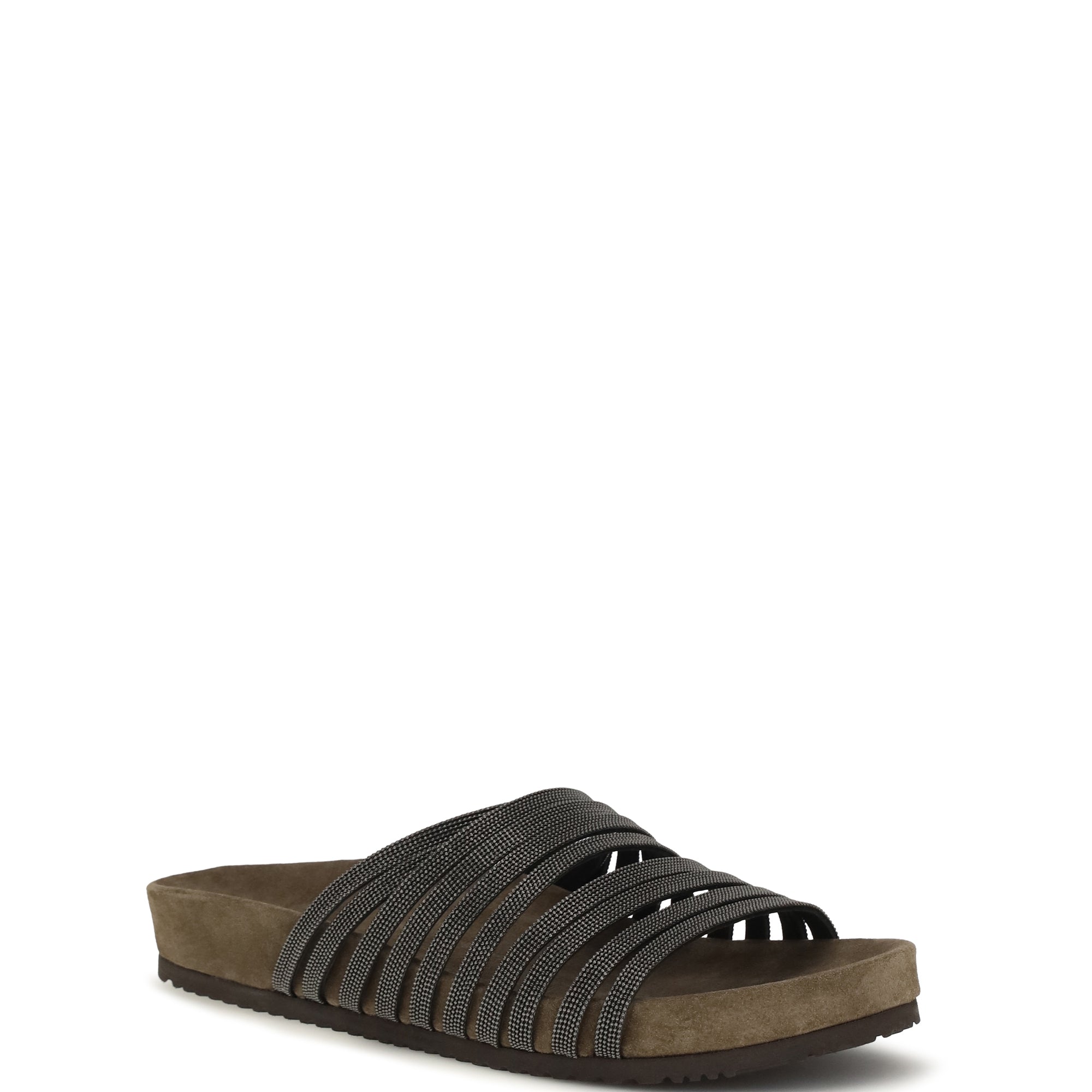 Lace-up Slides with monili embellishment