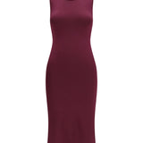 Sleeveless slim-fit long silk Dress